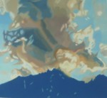 Andrea Holzinger - Wolken über Frau Hitt 2011, Öl-LW 100x110cm