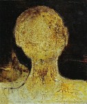 Zigeunerhochzeit 5, Schwangerschaft, 1997, Bitumen- Öl- Blut- Sackleinen, 120x100cm